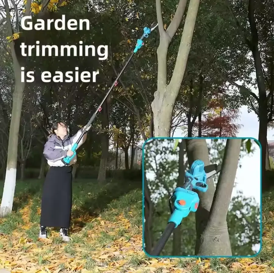 Акумуляторний набір 3в1 AUTOO секатор + міні-пила + телескопічний висоторіз до 2 м, 36V, 2 акумулятори, садовий інструмент