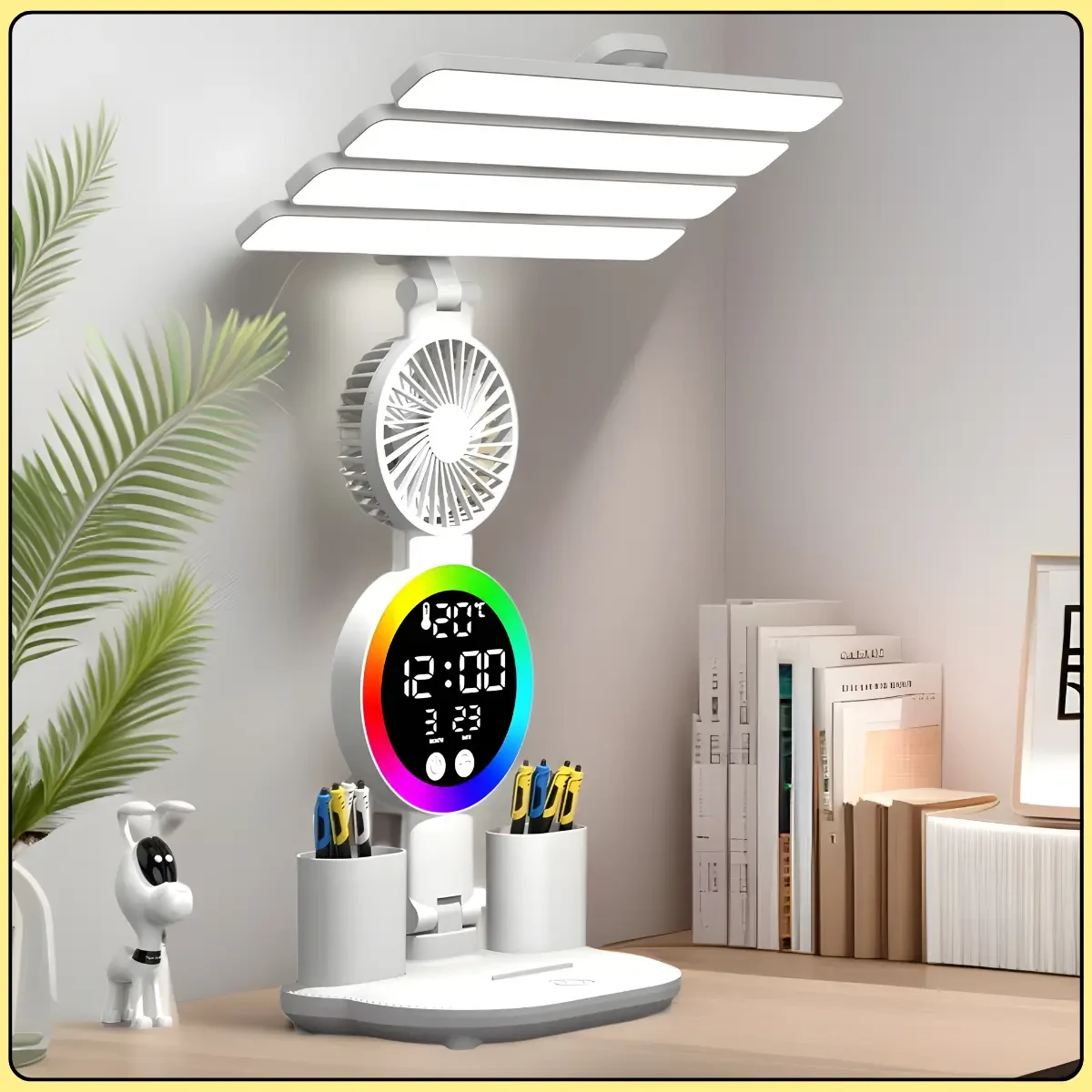Настільна LED-лампа з 4 панелями, вентилятором і дисплеєм KRX-104