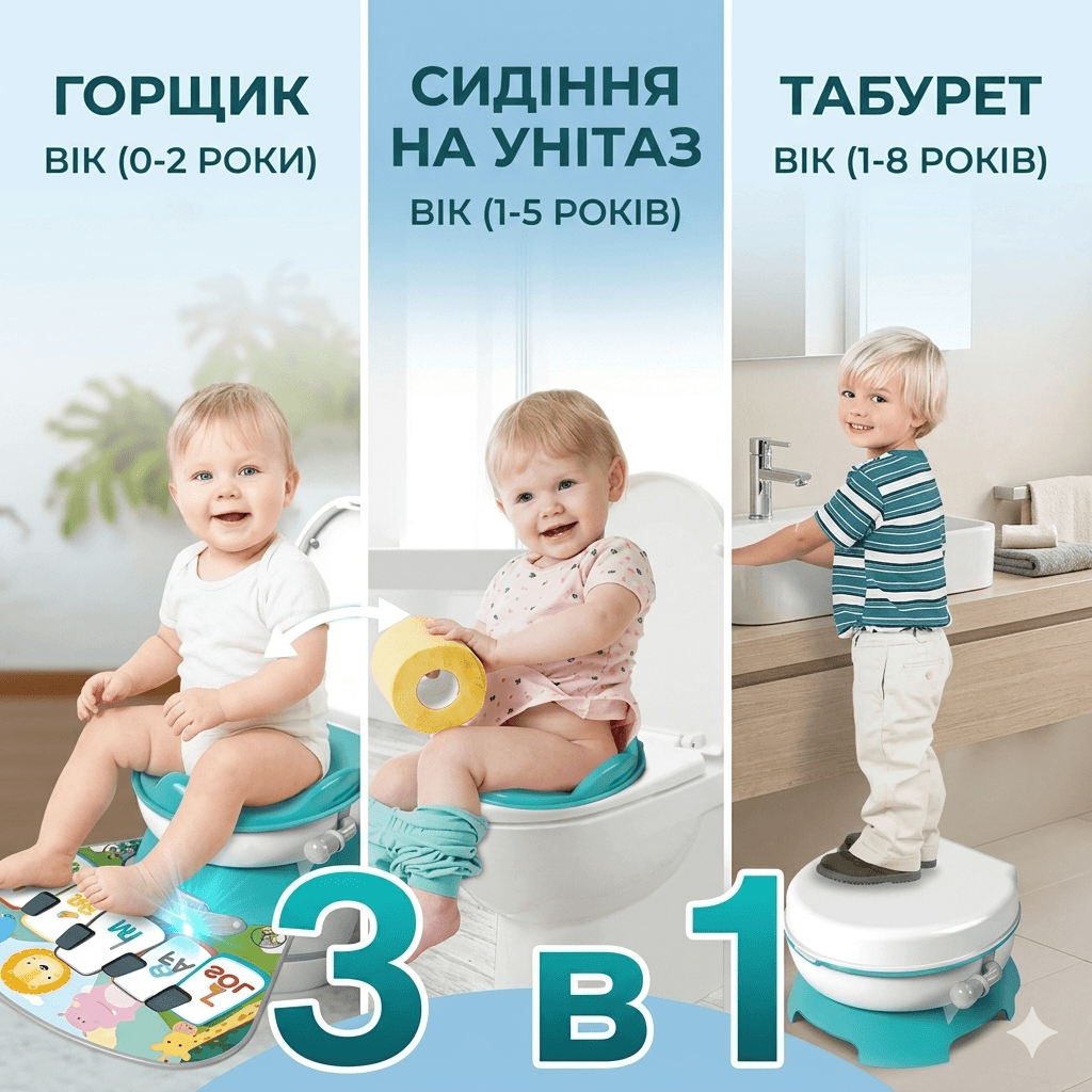 Портативний складаний горщик для дітей із музикою / Дитячий горщик з килимком-піаніно X-648