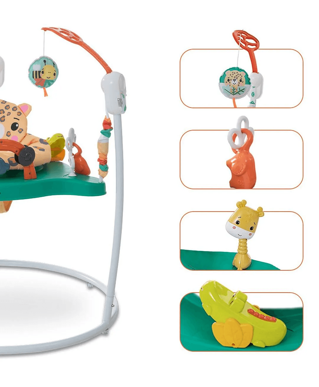Дитячий ігровий центр-стрибунець Jumperoo: інтерактивний музичний центр 360° з регулюванням висоти та світловими ефектами Зелений