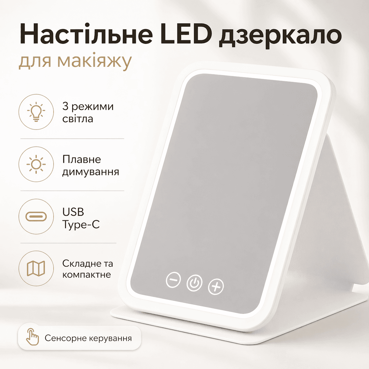 Дзеркало для макіяжу Lighted makeup mirror з LED підсвічуванням