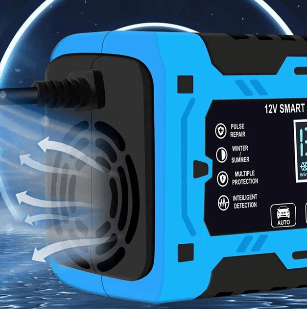 Імпульсний зарядний пристрій для акумуляторів 12 V 10 A з дисплеєм, автоматичним заряджанням і захистом