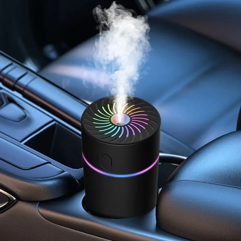 Автомобільний зволожувач повітря з підсвіткою, USB, Чорний/Зволожувач для авто/Аромодифузор у машину
