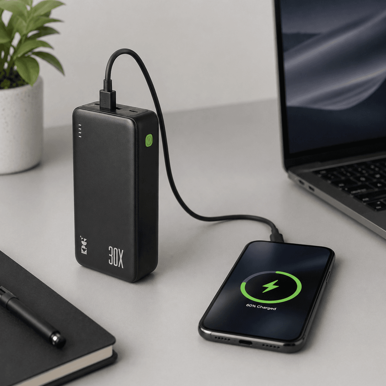 Універсальний павербанк King Power KP-34 30000 mAh 22.5W для смартфонів і гаджетів