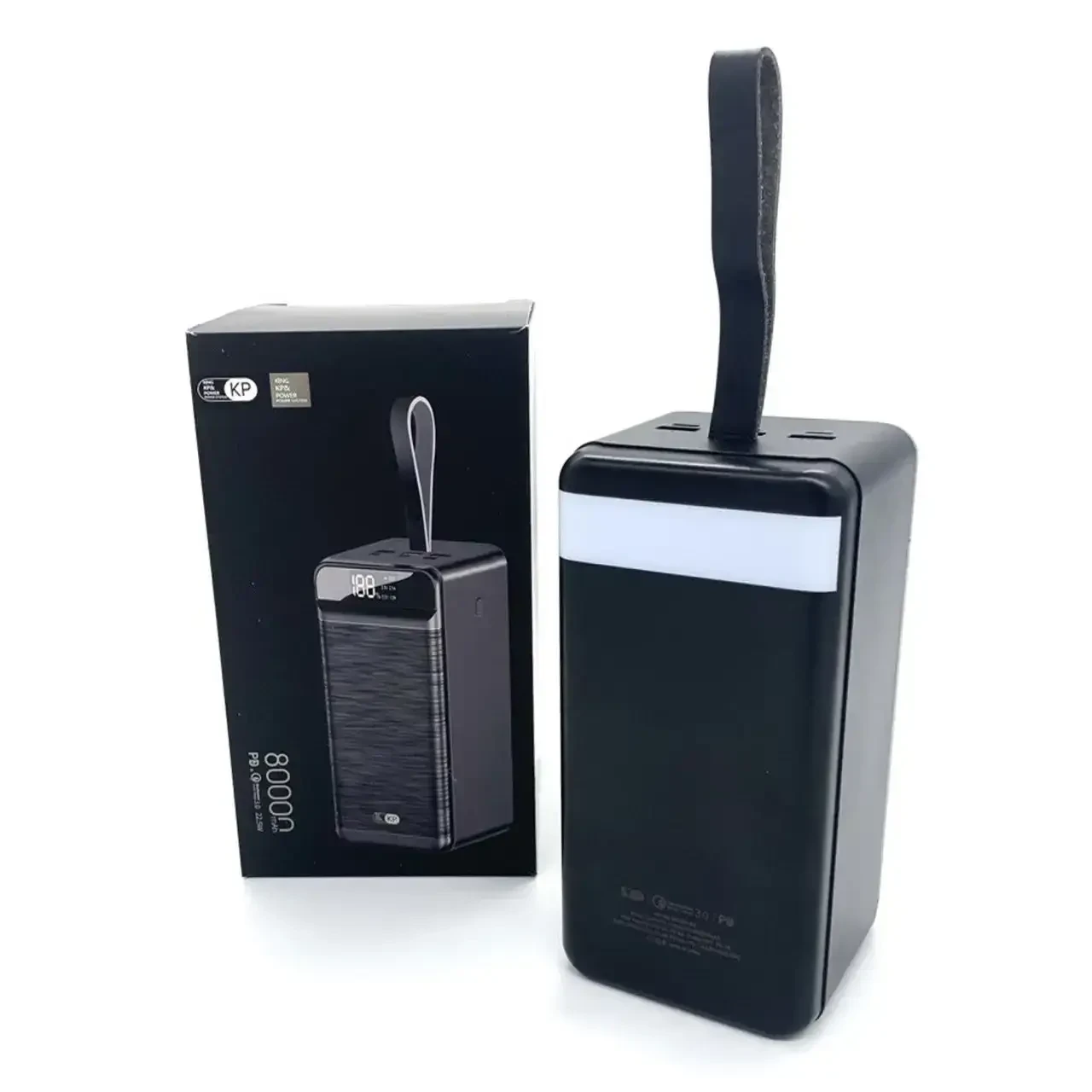 Портативний зарядний пристрій Power Bank з ліхтариком King Power PD-80 80000 mAh 3USB Type-C Lightning Чорний