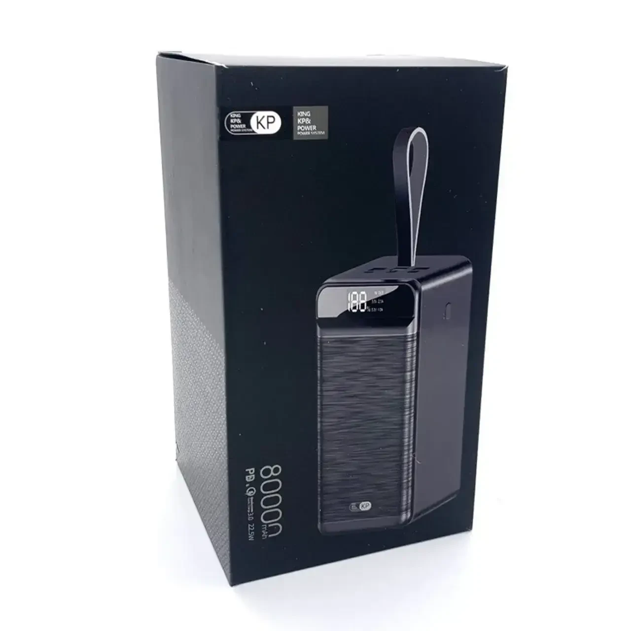 Портативний зарядний пристрій Power Bank з ліхтариком King Power PD-80 80000 mAh 3USB Type-C Lightning Чорний