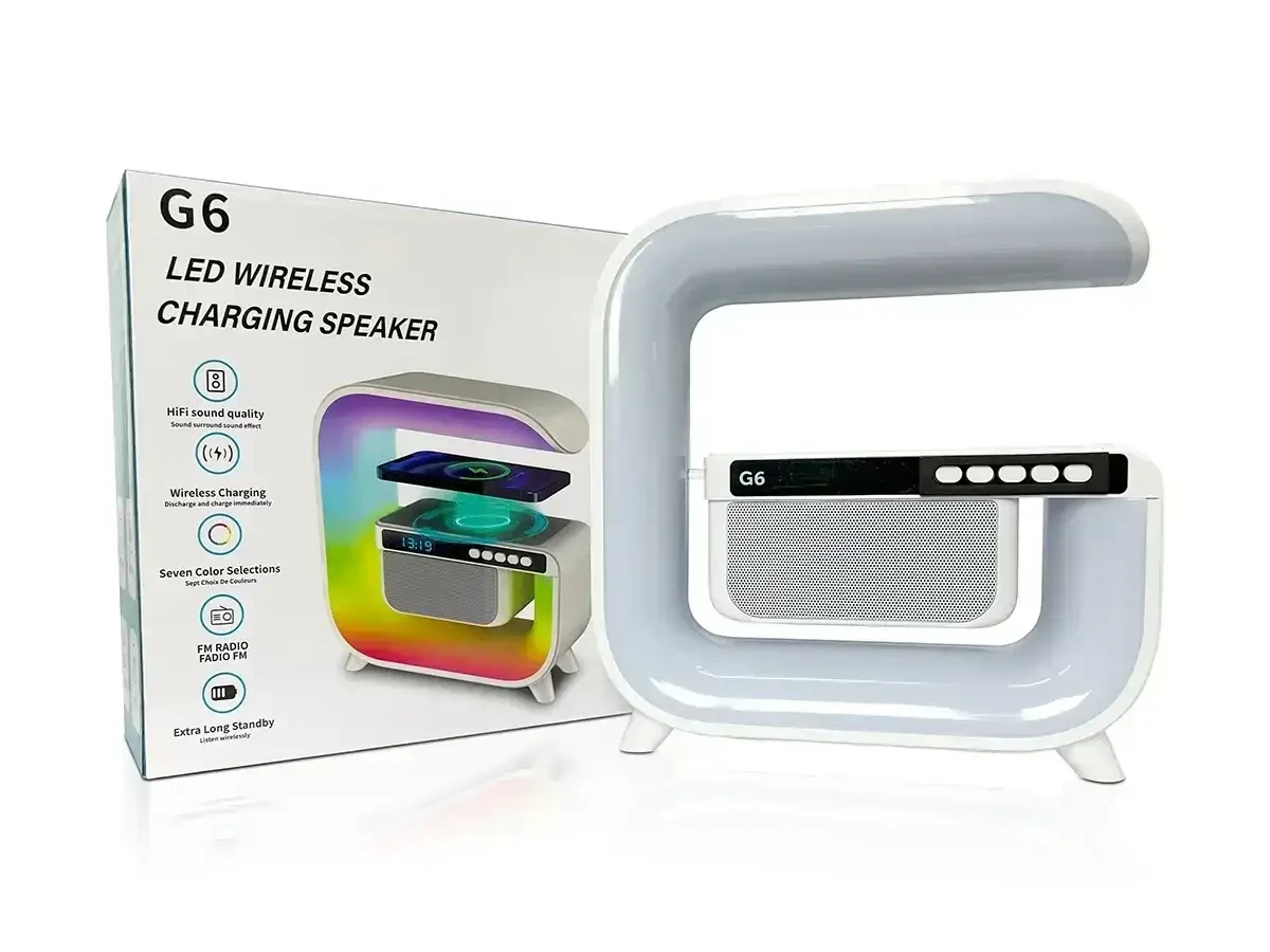 Настільний смарт світильник нічник G-Smart G6 Лампа-нічник з годинником Bluetooth-колонкою та бездротовою зарядкою