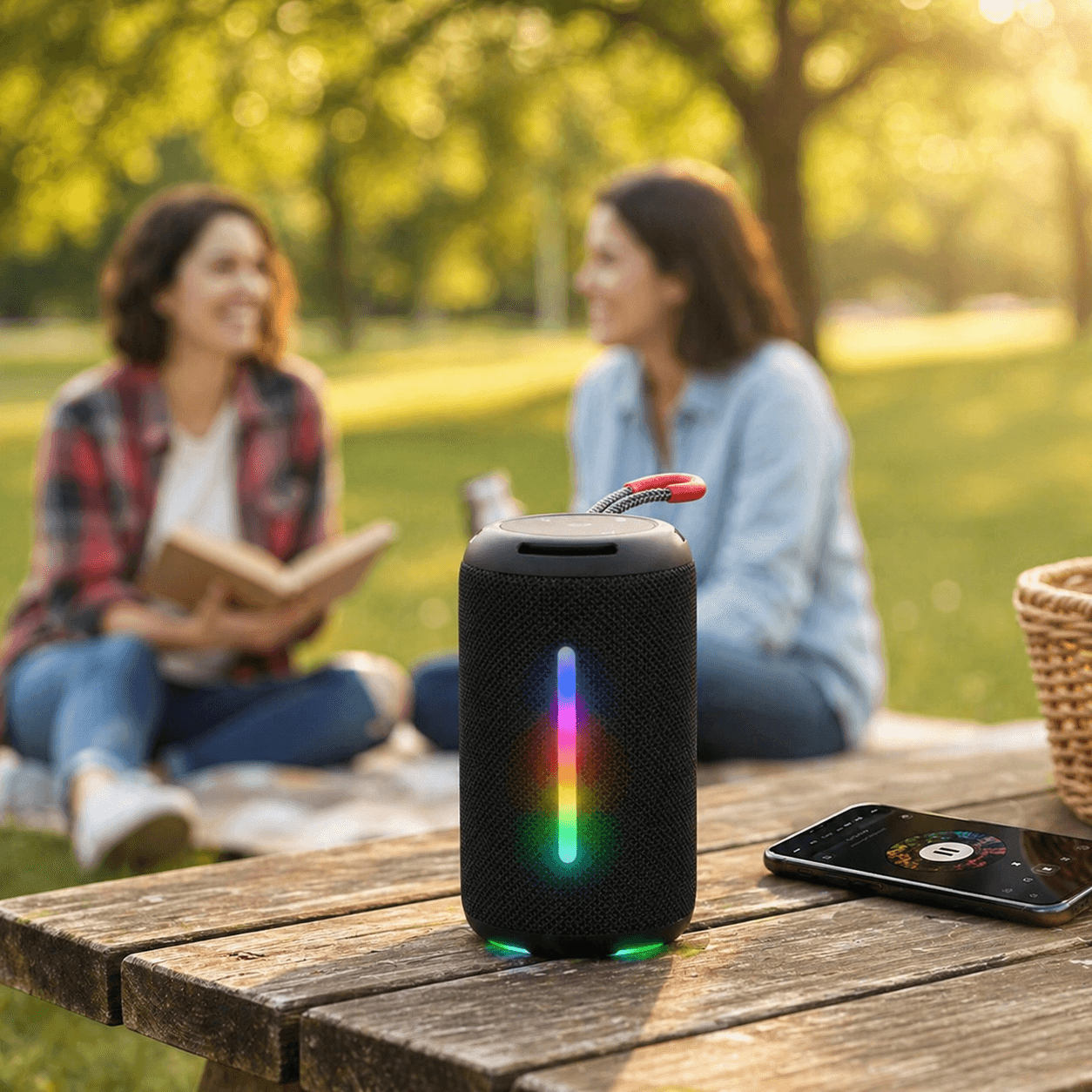 Портативна Bluetooth колонка JC-500 10 Вт з RGB LED підсвічуванням, акумуляторна бездротова міні-колонка