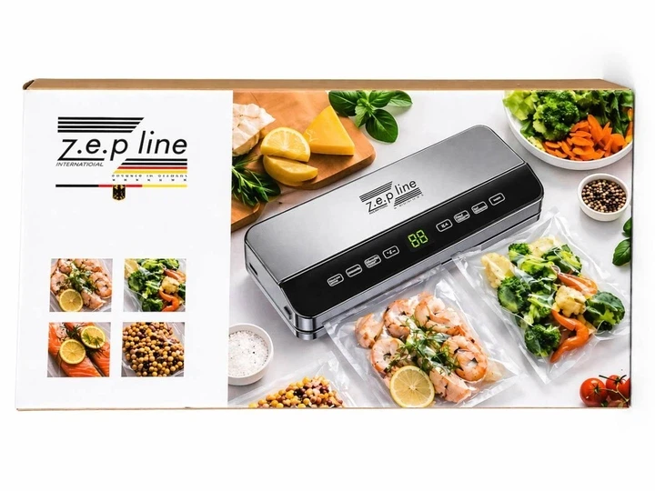 Вакуумний пакувальник для харчових продуктів 200Вт Zepline ZP-00359 Побутовий автоматичний вакууматор з LED дисплеєм + 20 пакетів