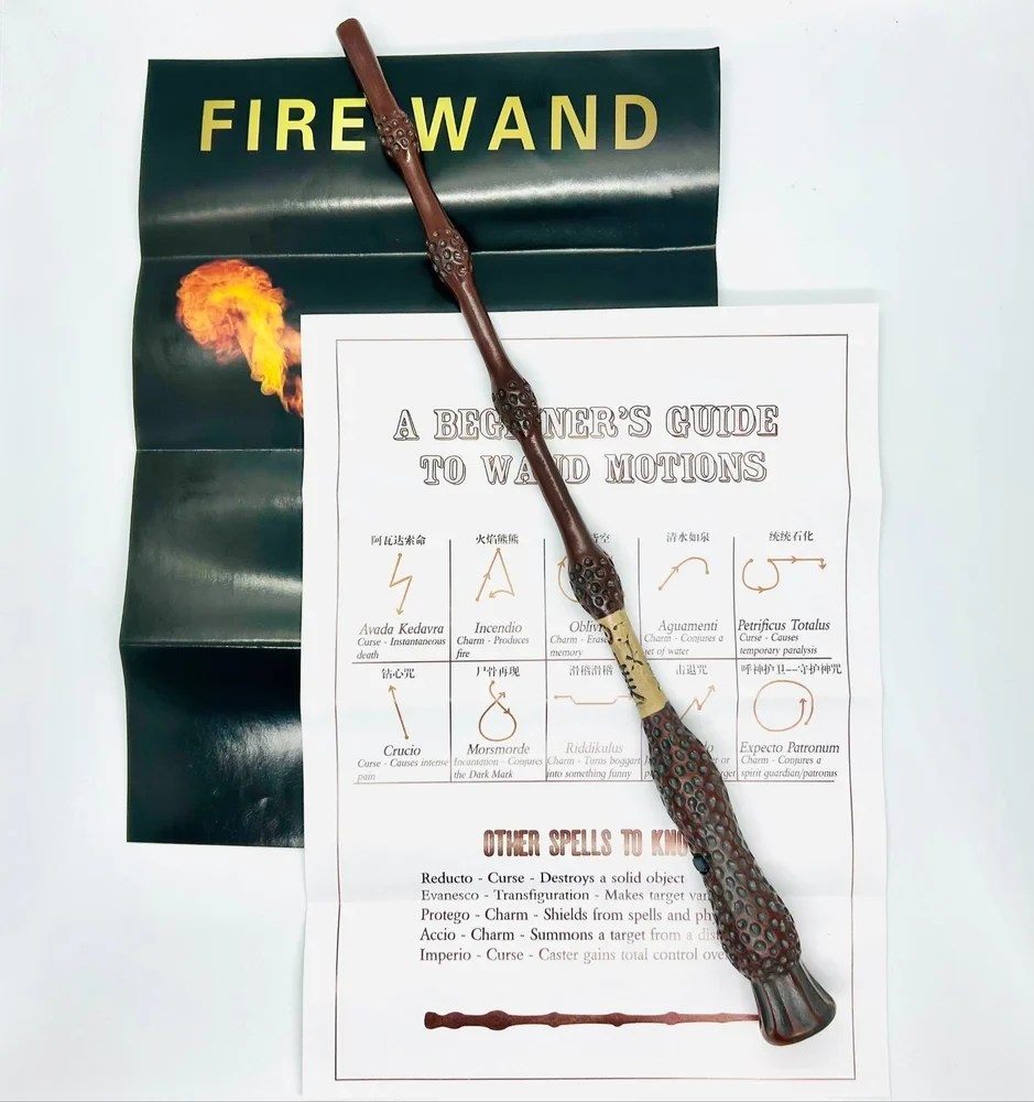 Магічна паличка з вогнем Albus Dumbledore FW1 40 см, чарівна паличка в стилі Гаррі Поттера, що стріляє вогнем, подарунковий набір