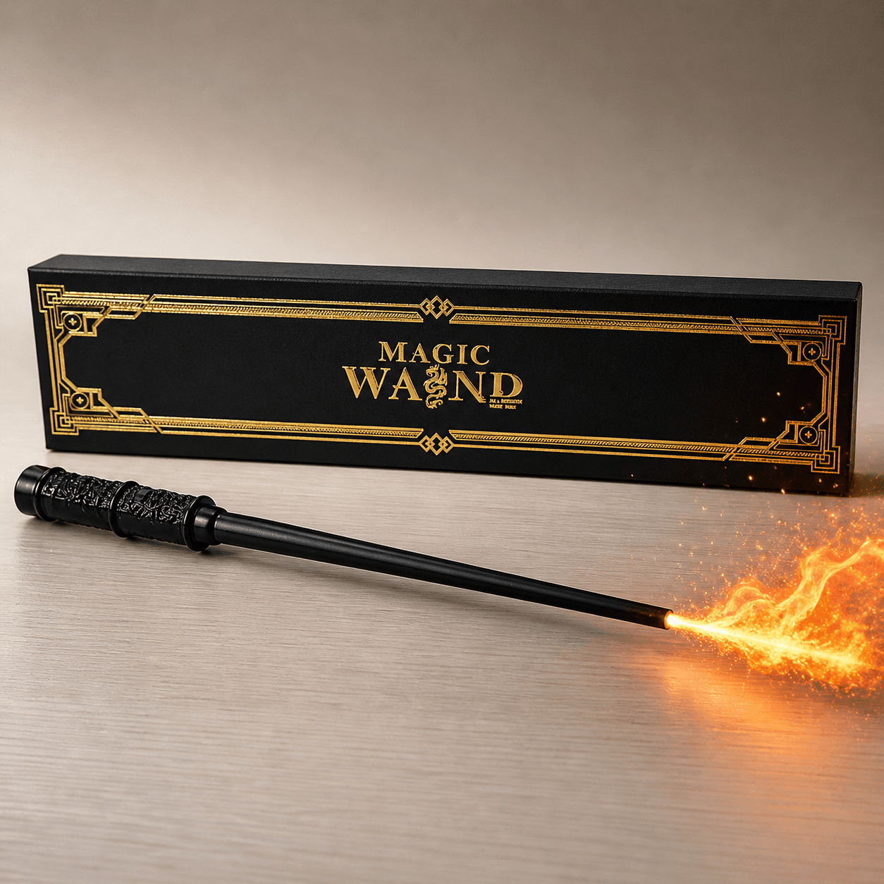 Магічна паличка Черная Magic Wand — Подарунковий набір з USB-зарядкою й ефектним дизайном, що стріляє вогнем