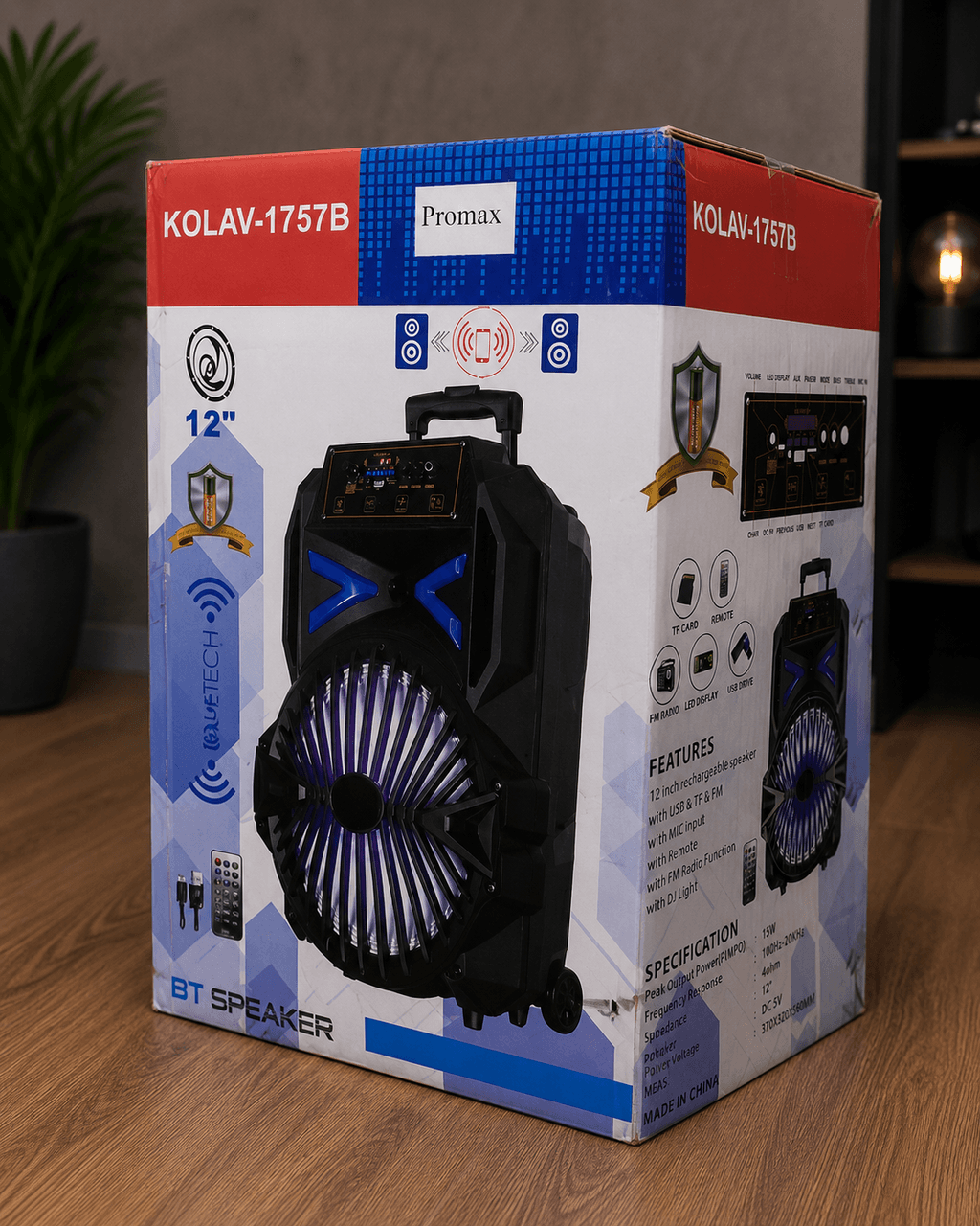 Колонка акумуляторна KOLAV 1757В Bluetooth/USB/FM Акустика Колонка блютуз