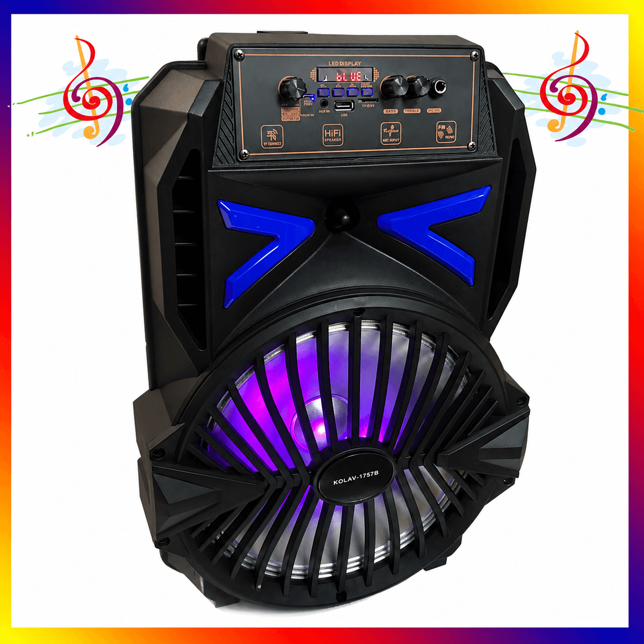 Колонка акумуляторна KOLAV 1757В Bluetooth/USB/FM Акустика Колонка блютуз