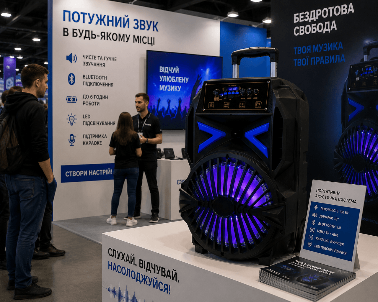 Колонка акумуляторна KOLAV 1757В Bluetooth/USB/FM Акустика Колонка блютуз