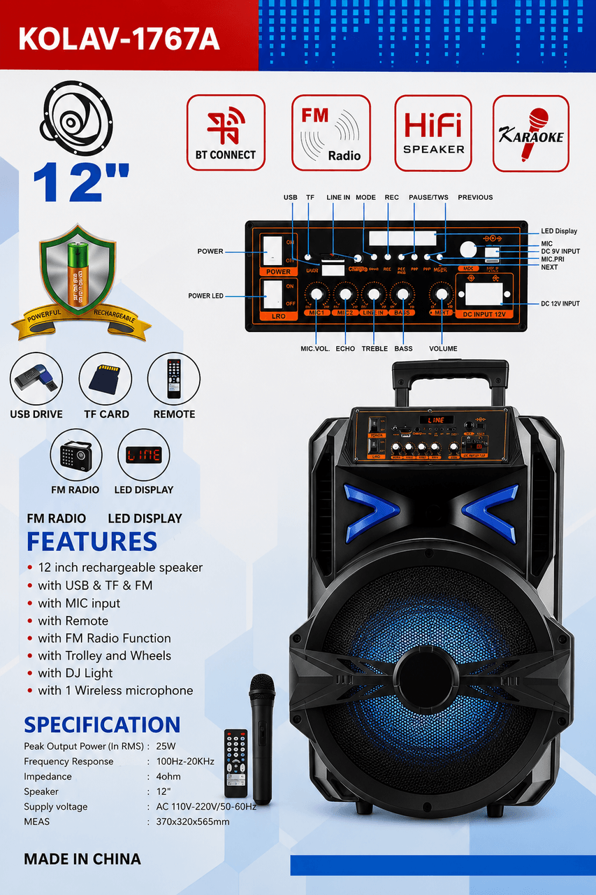 Колонка портативна акумуляторна Bluetooth AILIANG KOLAV-1767A