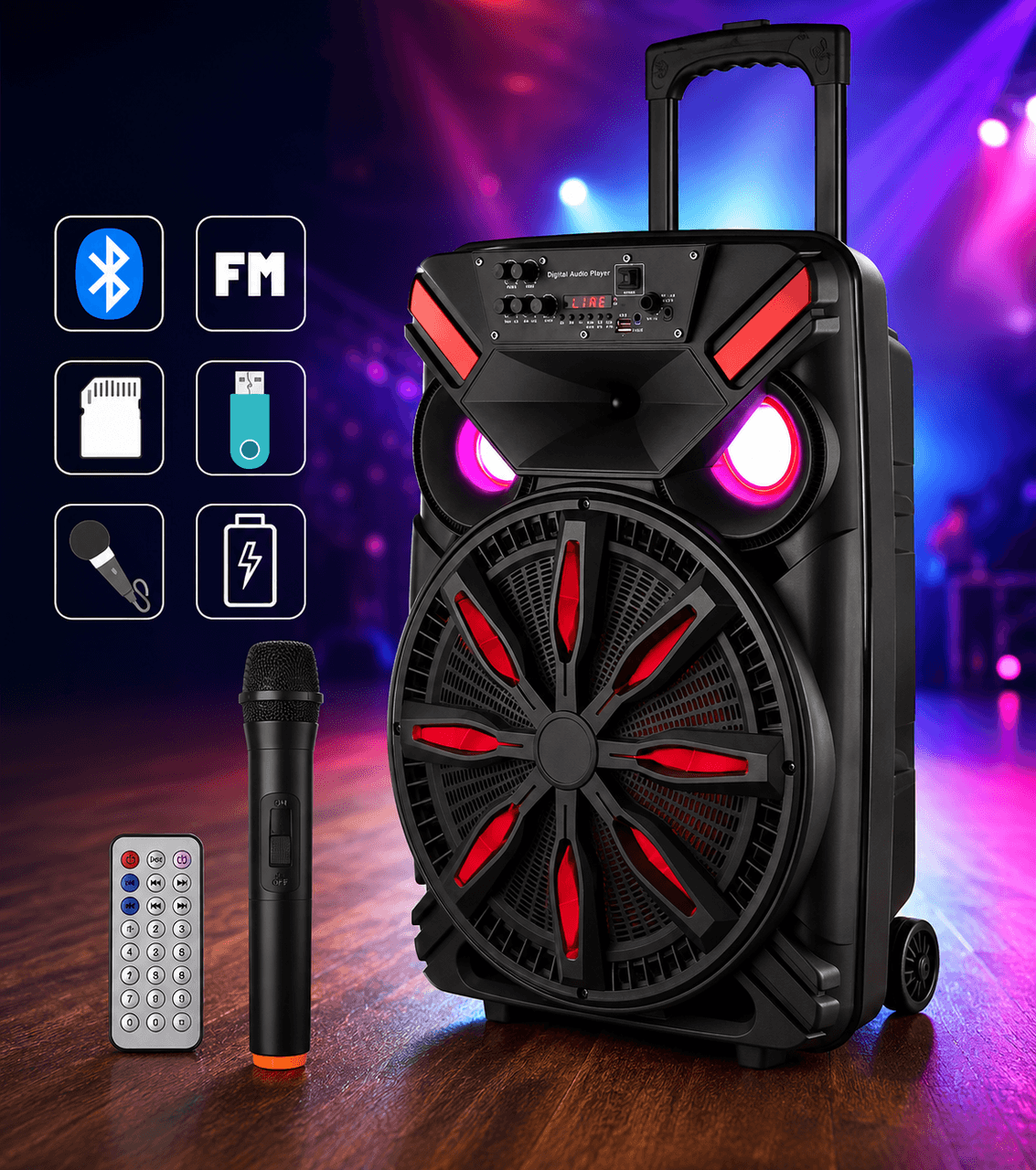 Акустична система LiGE-1717 акумулятор Bluetooth з мікрофоном 12″ 25 Вт | Бездротова аудіосистема