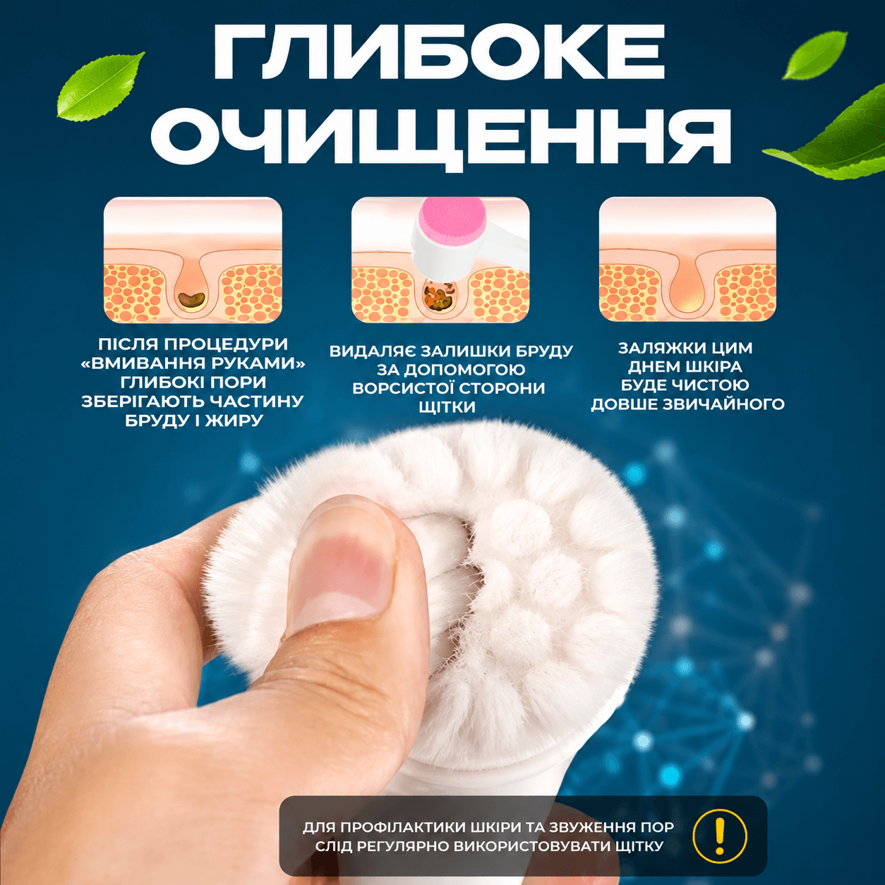 Щітка масажер для чищення вмивання обличчя двостороння BRS White