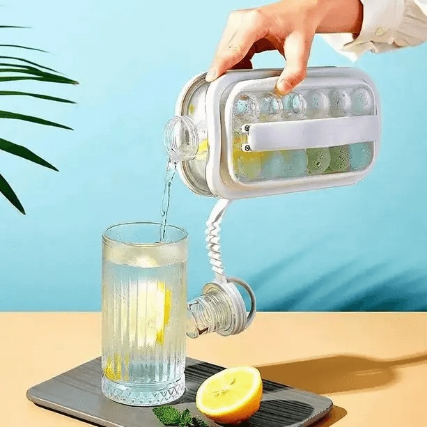 Портативна силіконова форма для льоду пляшка складана 2 в 1 ICE CUBE TRAY на 17 кульок