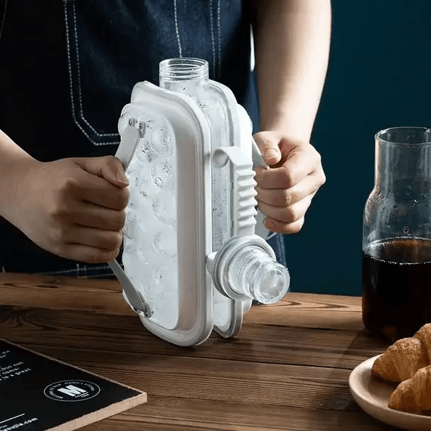 Портативна силіконова форма для льоду пляшка складана 2 в 1 ICE CUBE TRAY на 17 кульок