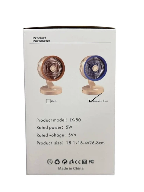 Портативний вентилятор SkeBerg JX-80 з LED-підсвіткою • Настільний мінівентилятор 5W для дому, офісу, поїздок і відпочинку
