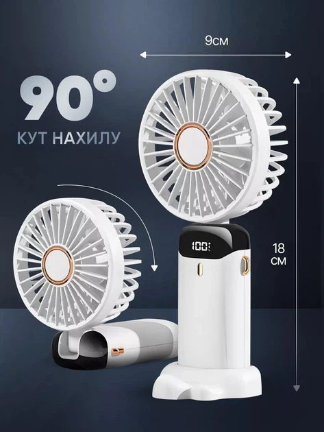 Акумуляторний портативний вентилятор з дисплеєм N15W