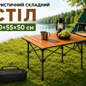 Складаний туристичний стіл 50х55х50см Коричневий