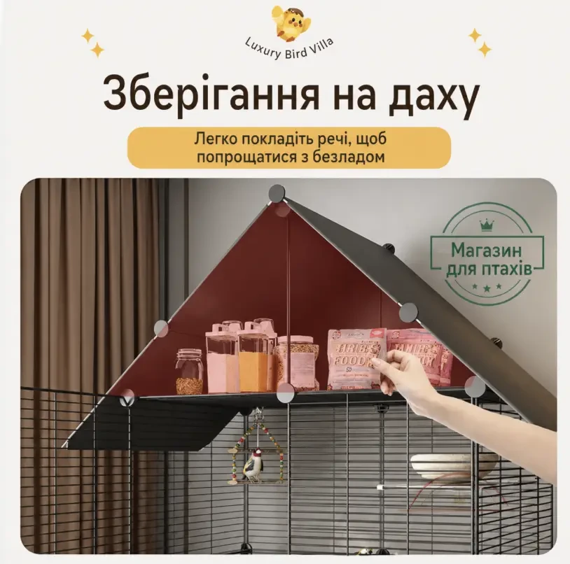Велика металева клітка для птахів 74×37×152 см на колесах із дахом + іграшки/Клітка для папуги канарки/Віль’єр для птахів