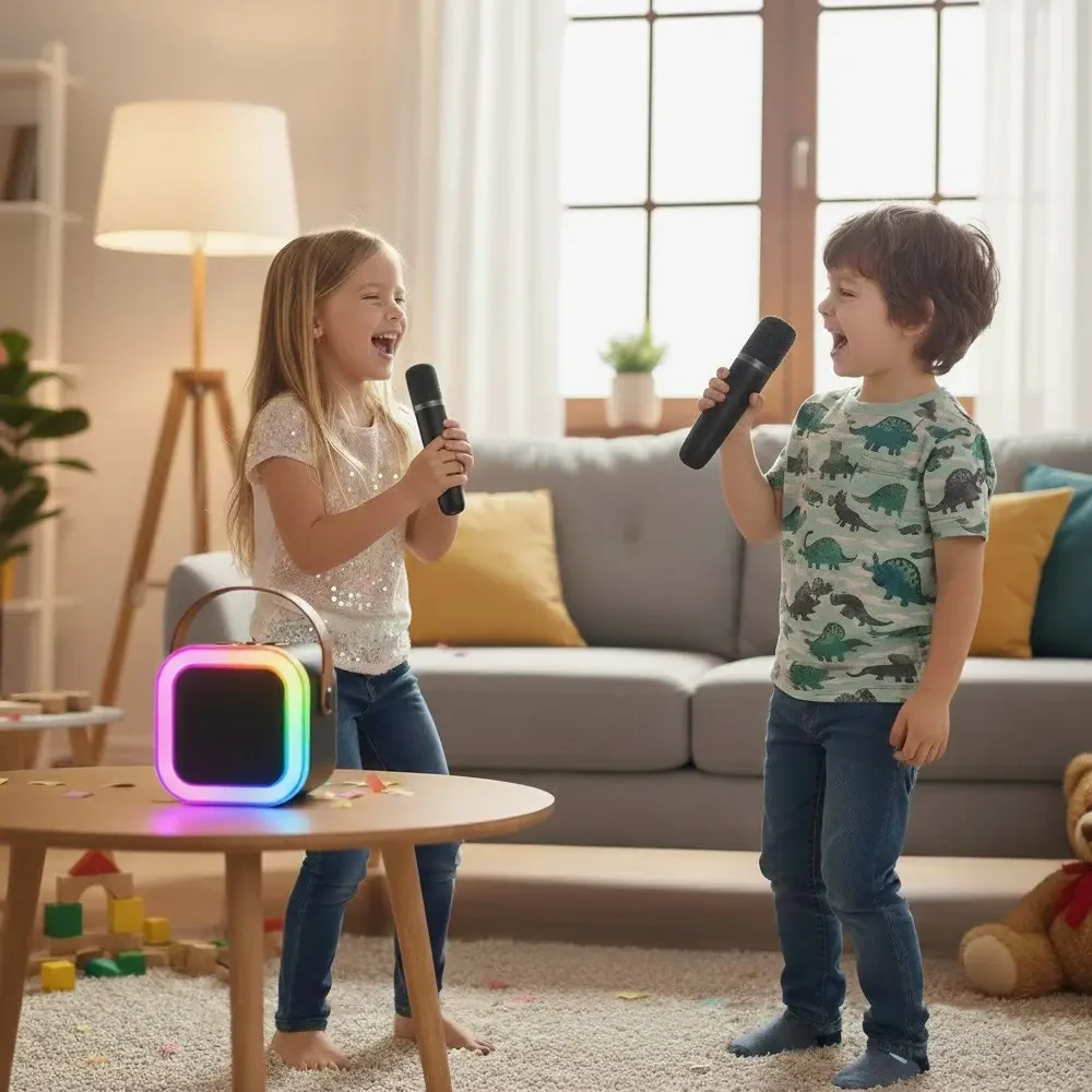 Караоке-система K12 з двома мікрофонами, Bluetooth, чорна