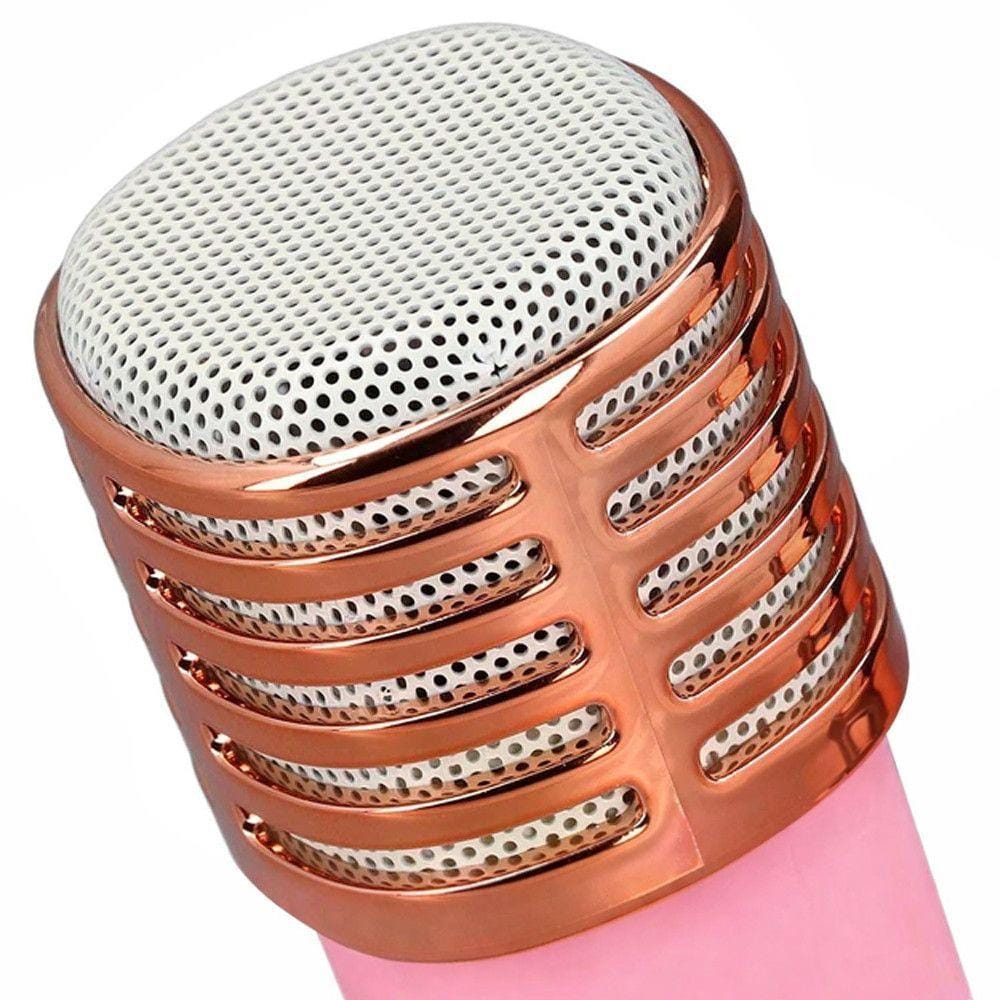Портативна колонка-караоке + 2 мікрофони, Bluetooth, USB, TF, AUX, T7, Рожевий / Бездротова колонка / Блютуз колонка