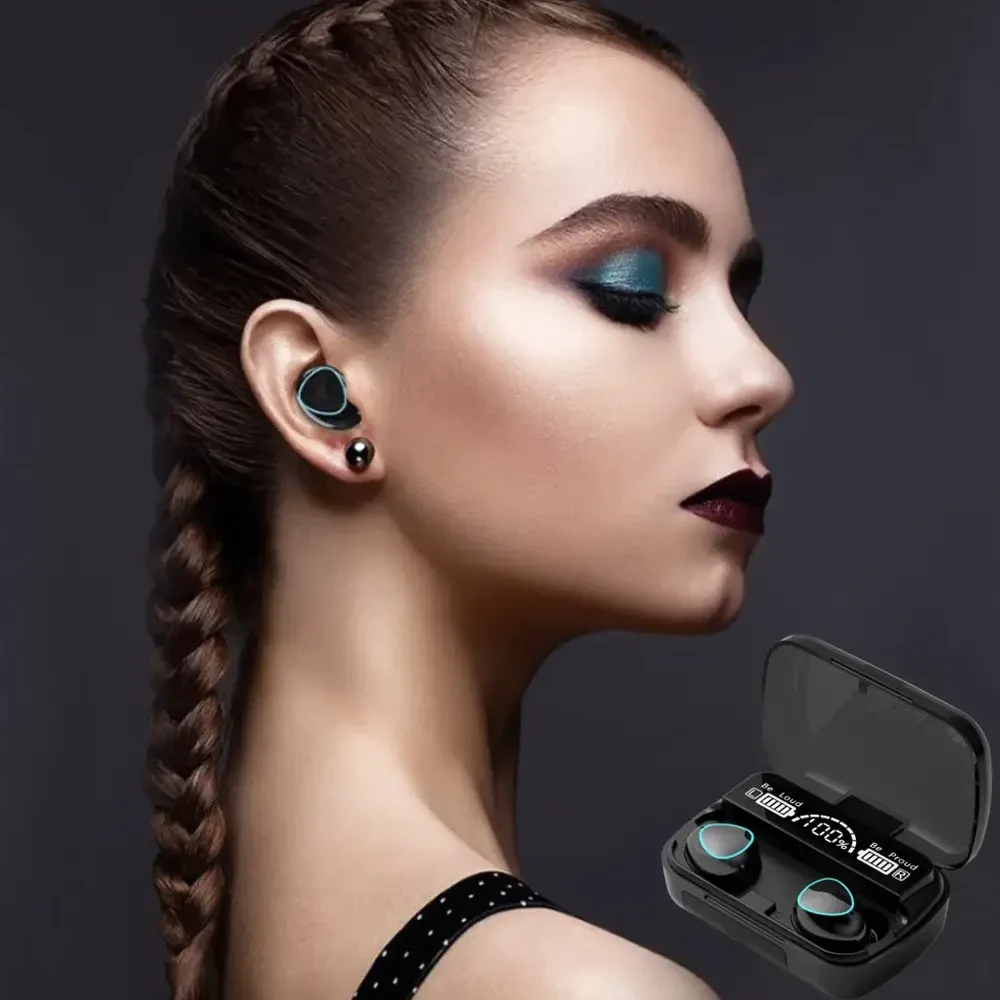 Бездротові Bluetooth-навушники з дисплеєм і мікрофоном TWS M10, Чорний/Блютуз навушники з функцією PowerBank