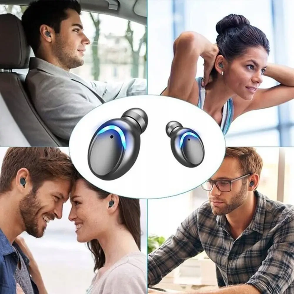 Навушники бездротові F9 з Bluetooth і зарядним кейсом, Чорні/Навушники вакуумні з дисплеєм