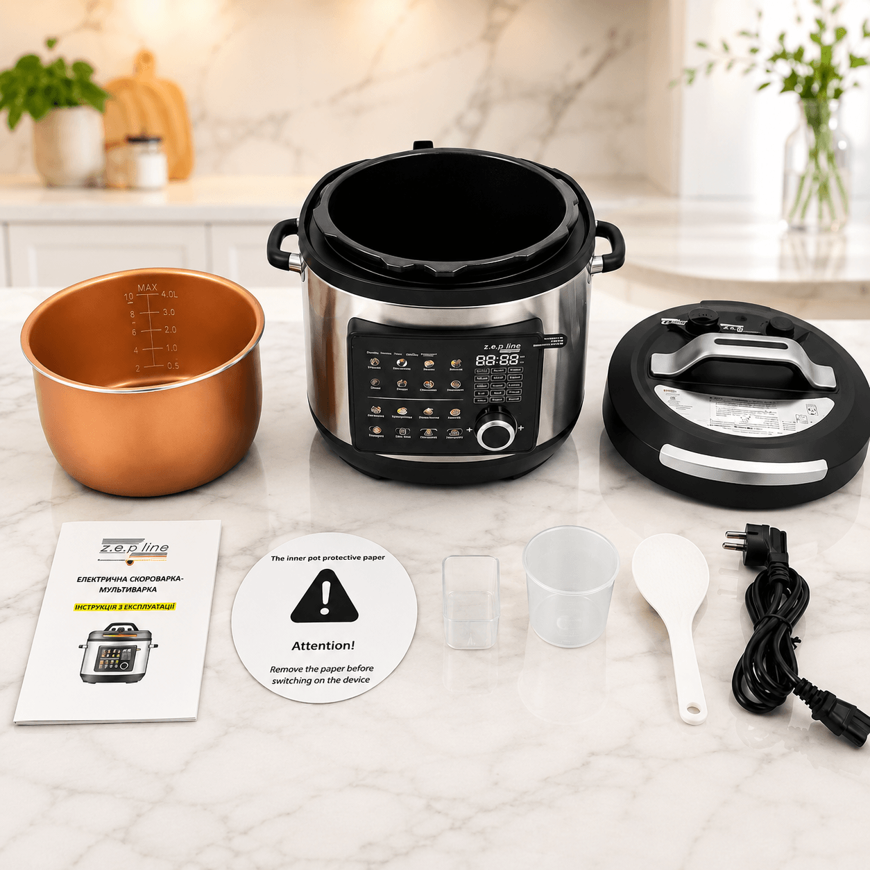 Скороварка-мультиварка Zepline ZP-00370 на 7 л, 24 програми, 2200 Вт