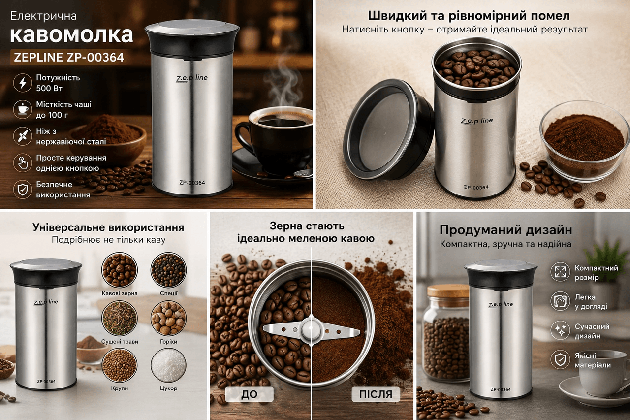 Електрична кавомолка Zepline ZP-00364 500 Вт