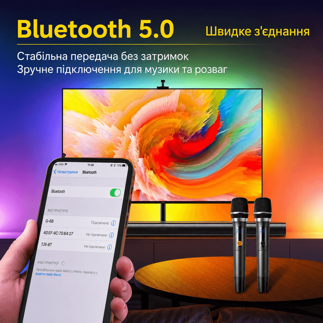 Саундбар Newsmy G68 160 Вт для телевізора з Bluetooth, HDMI, Dolby Digital, сабвуфером і підтримкою мікрофона