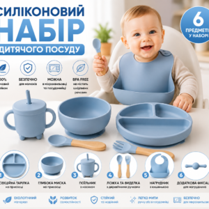Набір дитячого посуду із 6 предметів блакитний 26X-34