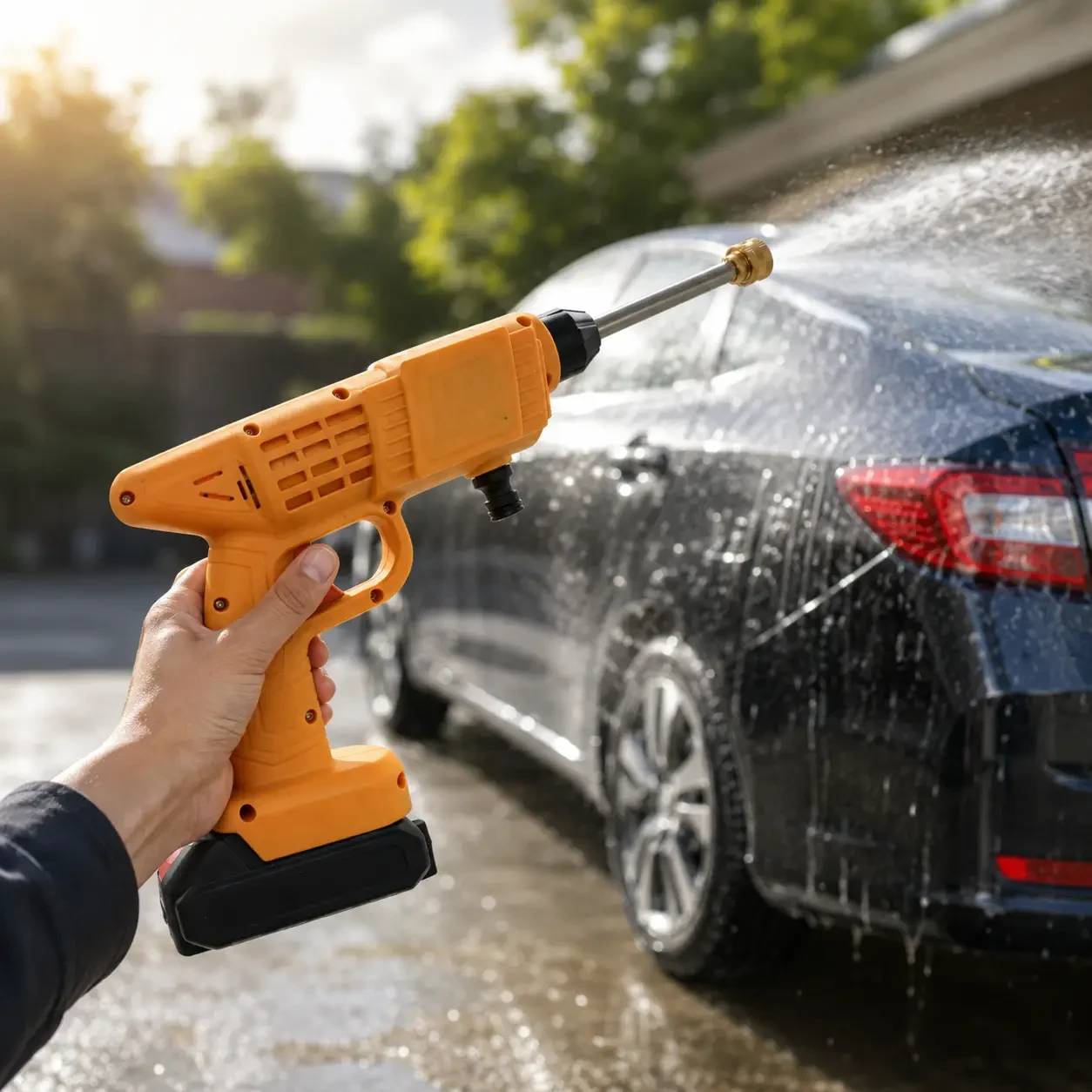 Ручна акумуляторна мийка високого тиску на 24V Жовта Бездротова автомобільна ручна мийка