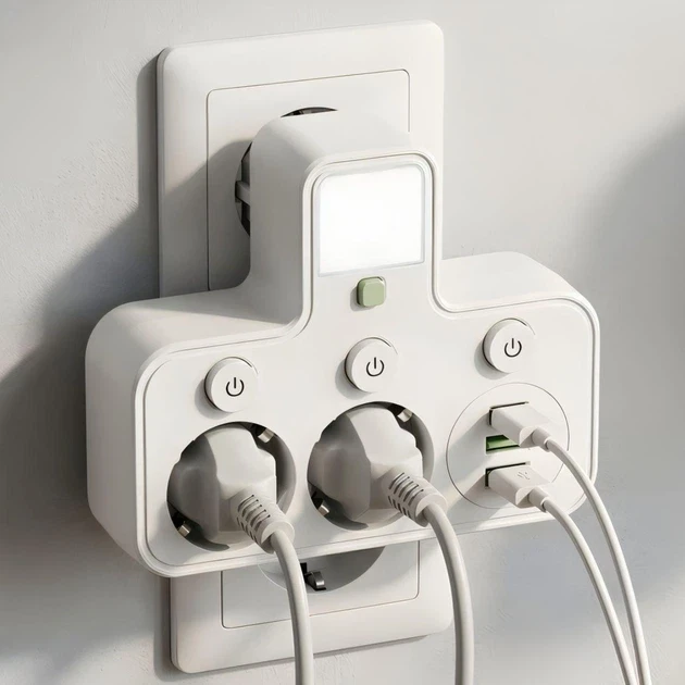 Розетка Адаптер Подовжувач 2 входи БІЛИЙ 8623UL 2USB + 1PD AND WL-1