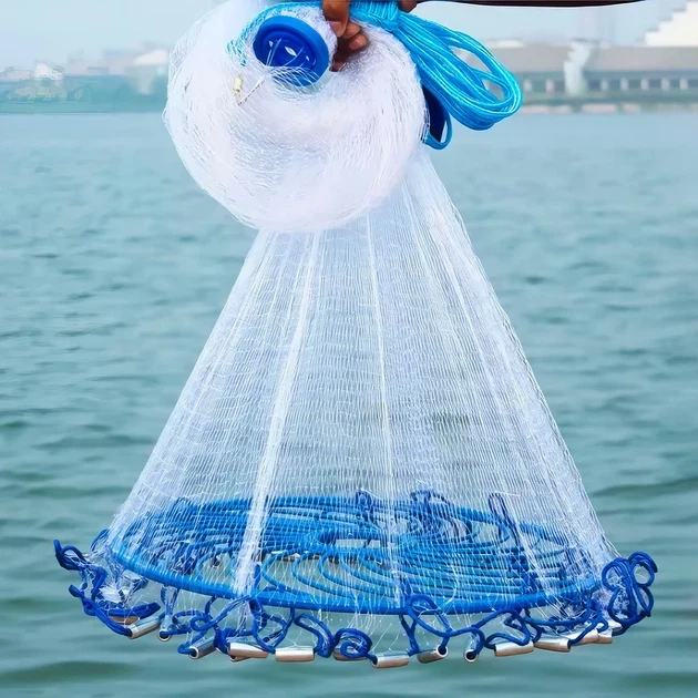 Рибальська мережа для ловлі риби FISH NET 0240 2,5 м кільце 45 см зручна та компактна модель