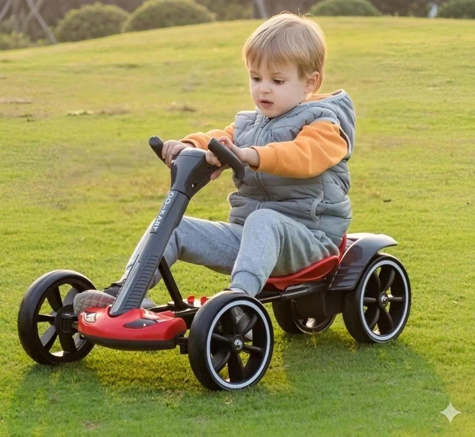 Дитячий складаний електромобіль Go-Kart з акумулятором та пультом електрокар Червоний