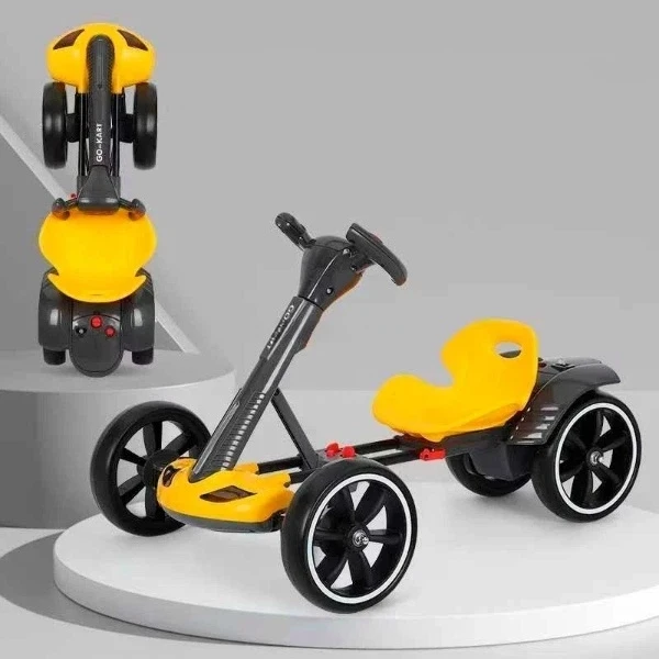 Дитячий складаний електромобіль Go-Kart з акумулятором та пультом електрокар Жовтий