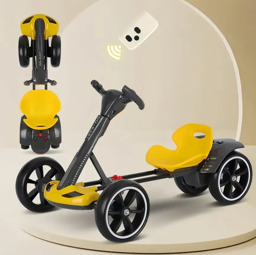 Дитячий складаний електромобіль Go-Kart з акумулятором та пультом електрокар Жовтий