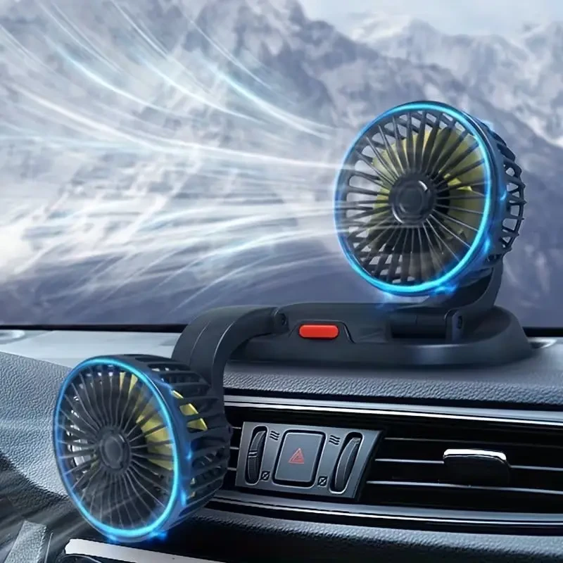 Автомобільний подвійний вентилятор Vehicle Fan X666 від прикурювача з двома поворотними головками