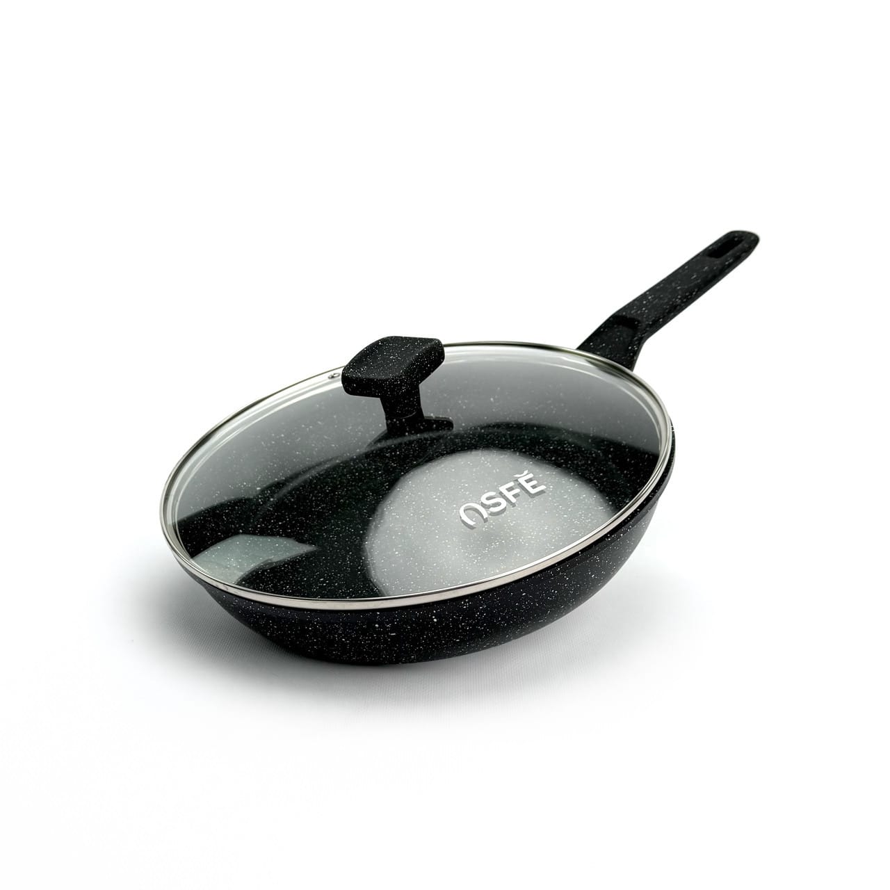 Сковорода OSFE OS-F28, 28 см, з гранітним покриттям і кришкою. Чорний (OS-F28)