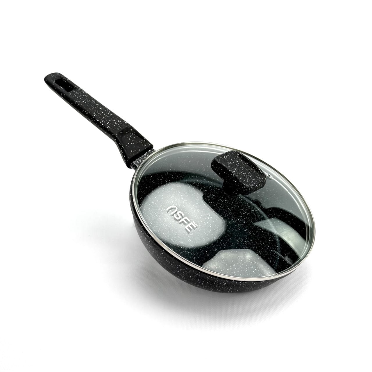 Сковорода OSFE OS-F28, 28 см, з гранітним покриттям і кришкою. Чорний (OS-F28)