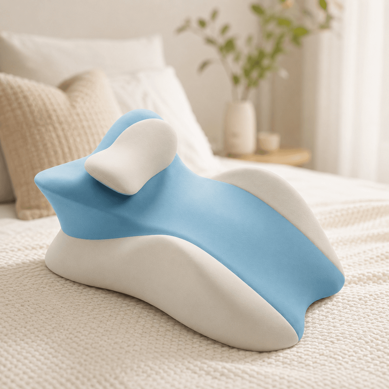 Блакитна подушка ортопедична pillow-06/Клиноподібна подушка для сну з поліестеру/ Ортопедична подушка для підтримки ті