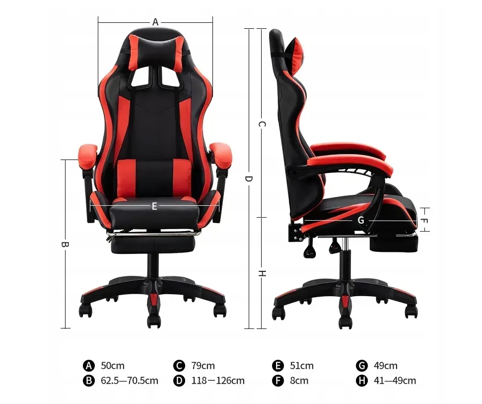 Ігрове крісло з підставкою для ніг + 2 подушки / Геймерське крісло HELE 26X-11 чорно-червоне