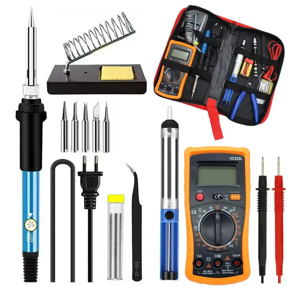 Набір паяльника з мультиметром, 19шт, 60Вт, Soldering kit / Паяльний набір / Паяльник з регулятором температури