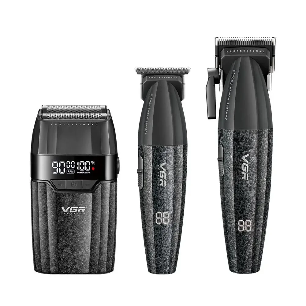 Набір для стрижки VGR 3 в 1 V-640 S3 BLACK, машинка для стрижки (clipper), триммер та електробритва (шейвер