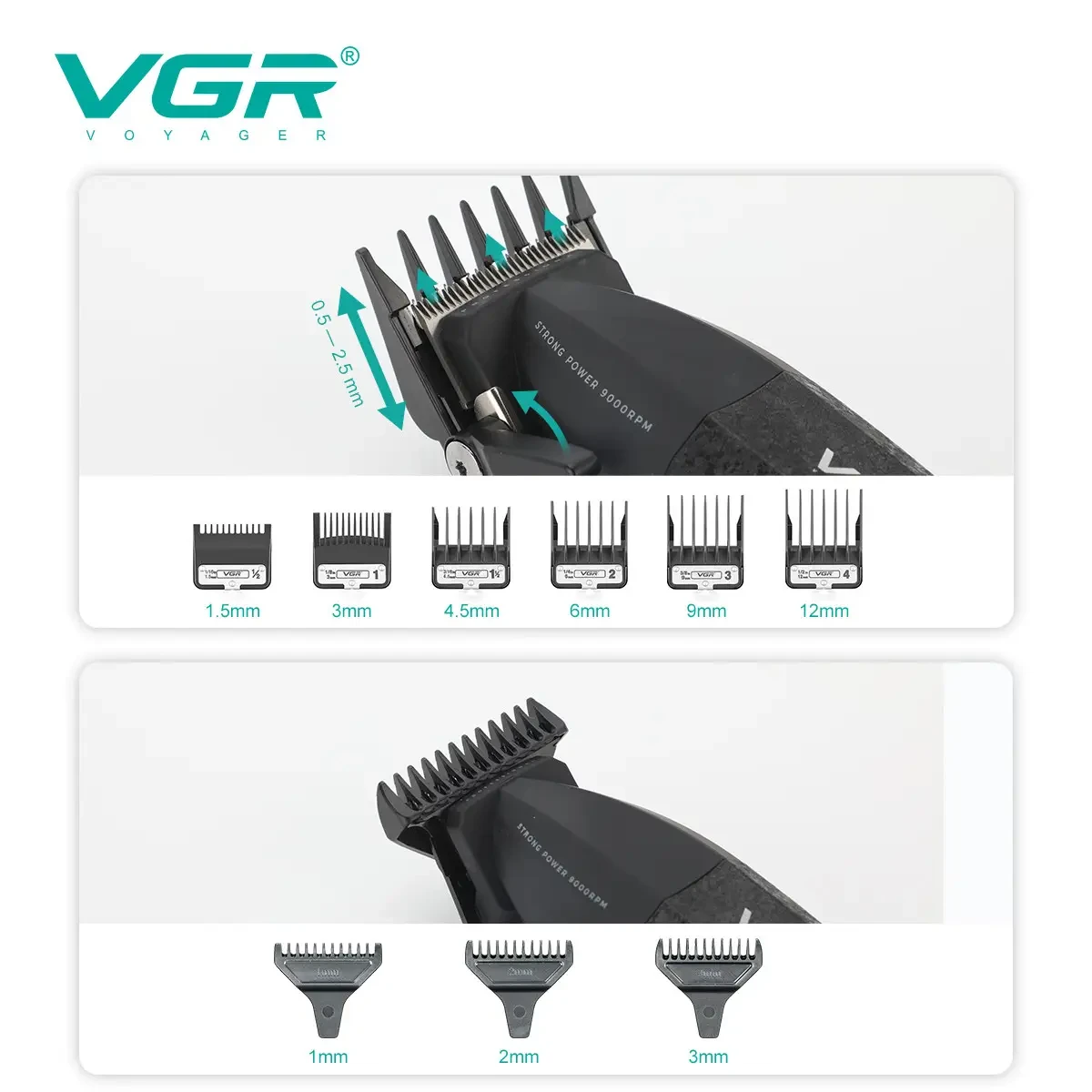 Набір для стрижки VGR 3 в 1 V-640 S3 BLACK, машинка для стрижки (clipper), триммер та електробритва (шейвер