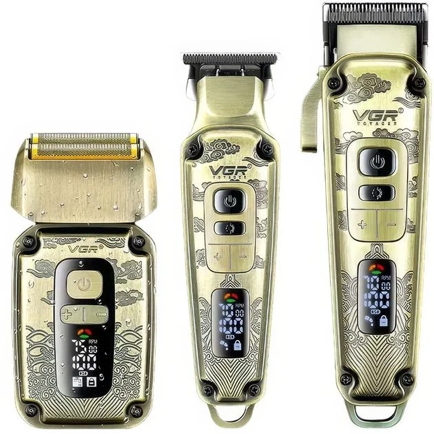 Комплект VGR 3 в 1 V-642 акумуляторна машинка для стрижки (clipper), тример і електробритва (шейвер)
